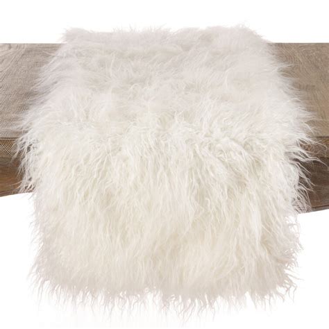 white faux fur table runner|mercer41 ciacci table runner.